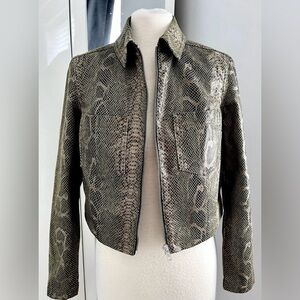 Topshop Snake Print Leather Jacket—14/L